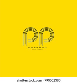 Letters P P joint logo icon. Stroke letter vector element.

