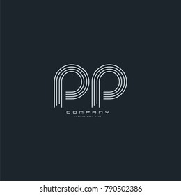 Letters P P joint logo icon. Stroke letter vector element.
