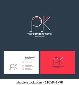 Letters P K joint logo icon with business card vector template.