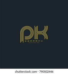 Letters P K joint logo icon. Stroke letter vector element.
