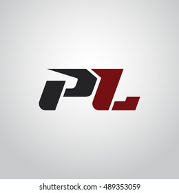 The letters P and L logo automotive black and red colored