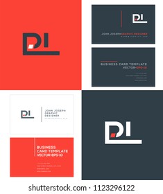 Letters P & L Logo icon with Business Card Template Vector.