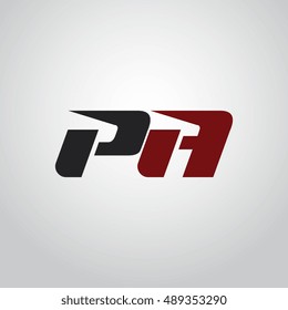 The letters P and A logo automotive black and red colored