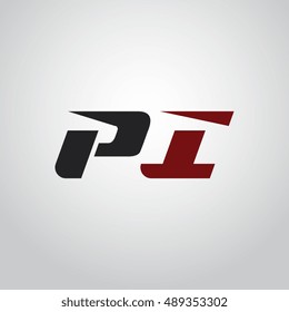The letters P and I logo automotive black and red colored