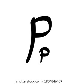 Letters of (P) logo, icon design. Handwritten by brush