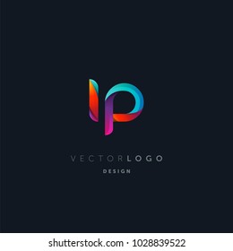 Letters I P, I & P logo, multi colour letters icon vector template.
