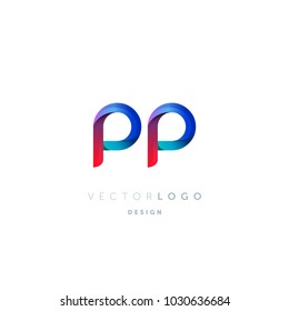Letters P P logo, multi colour letters icon vector template.

