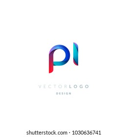 Letters P I logo, multi colour letters icon vector template.

