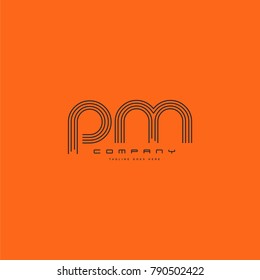 Letters P M joint logo icon. Stroke letter vector element.
