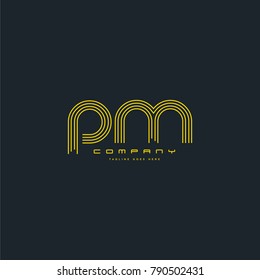 Letters P M joint logo icon. Stroke letter vector element.
