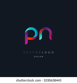 Letters P N logo, multi colour letters icon vector template.

