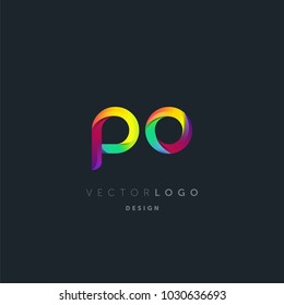Letters P O logo, multi colour letters icon vector template.

