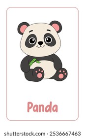 A letra P é para Panda. Animal Flashcard printable aprender letras Alfabeto abc Inglês para crianças educação e atividade de jogo. Planilhas de jardim de infância e pré-escola imprimíveis para crianças.