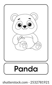 Letters P is for Panda. Panda coloring pages. Animal Flashcard printable learn letters Alphabet english for kids education and game activity. Kindergarten and preschool worksheets printable for kids.