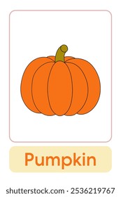 Letters P is for Pumpkin. Fruit and Vegetable Flashcard printable learn letters Alphabet english for kids education and game activity. Kindergarten and preschool worksheets printable for kids.