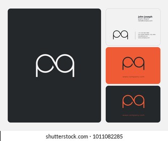 Letters P Q, P & Q joint logo icon with business card vector template.
