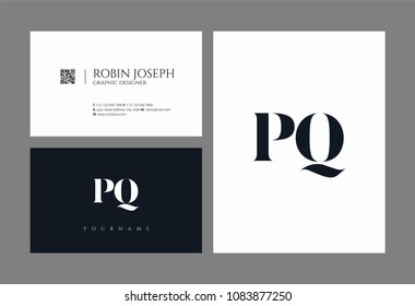 Letters P Q, P & Q joint logo icon with business card vector template.