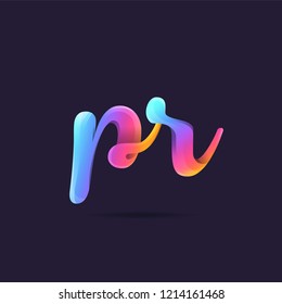 Letters P & R 3D logo, multi colour gradient letters icon vector template.
