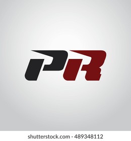 The letters P and R logo automotive black and red colored