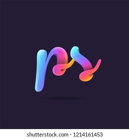 Letters P & S 3D logo, multi colour gradient letters icon vector template.
