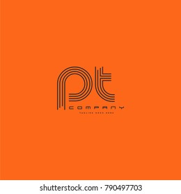 Letters P T joint logo icon. Stroke letter vector element.
