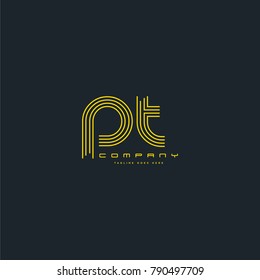 Letters P T joint logo icon. Stroke letter vector element.
