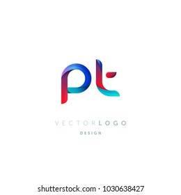 Letters P T, P & T logo, multi colour letters icon vector template.


