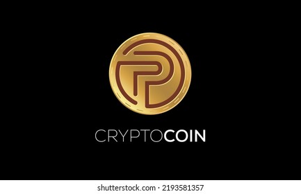 letters P Token cryptocurrency golden coin, Digital online technology blockchain isolated creative letters icon, Vector illustration. Use for logos.