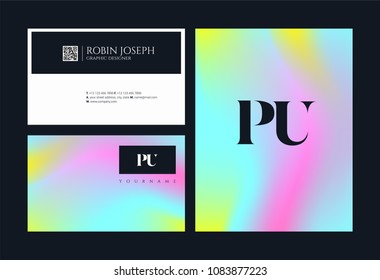 Letters P U, P & U joint logo icon with business card vector template.
