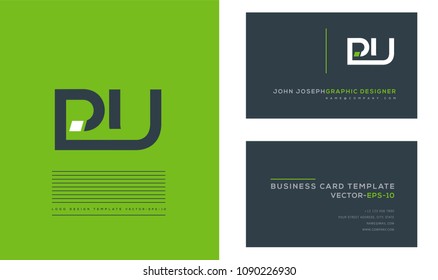 Letters P & U joint logo icon with business card vector template.