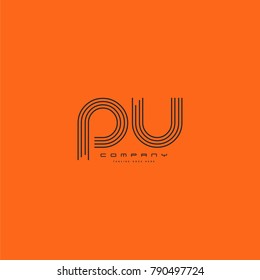 Letters P U joint logo icon. Stroke letter vector element.
