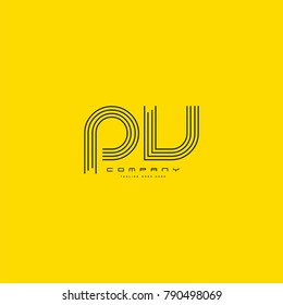 Letters P V joint logo icon. Stroke letter vector element.
