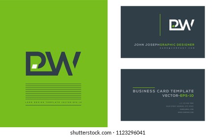 Letters P & W Logo icon with Business Card Template Vector.