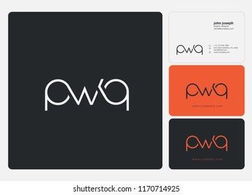 Letters P W Q Joint logo icon with business card vector template.