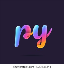 Letters P & Y 3D logo, multi colour gradient letters icon vector template.
