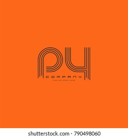 Letters P Y joint logo icon. Stroke letter vector element.
