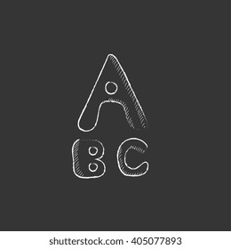 Letters painted in bold. Drawn in chalk icon.