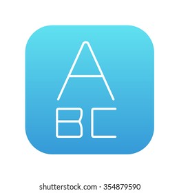 Letters painted in bold line icon for web, mobile and infographics. Vector white icon on the blue gradient square with rounded corners isolated on white background.