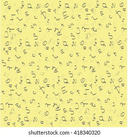 letters pattern yellow background vector illustration