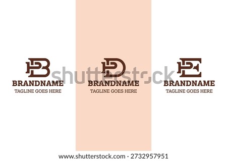 Letters PB PD PE Monogram Logo Set, for BP DP EP initials