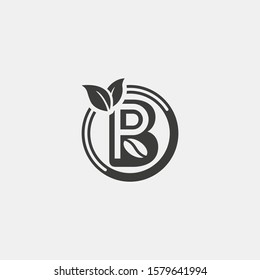 letters pb, round tree logo modern design monogram black coffee 