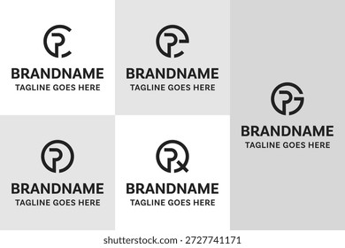 Letras PC PE PG PO PQ Monograma Conjunto de Logotipos, para CP EP GP OP QP iniciais