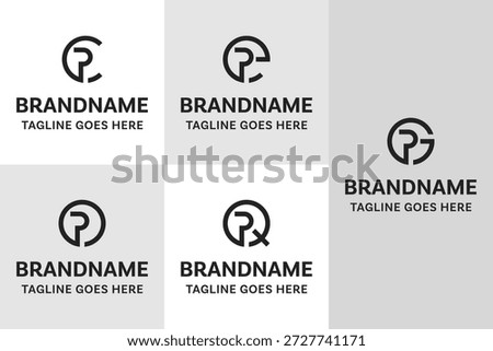 Letters PC PE PG PO PQ Monogram Logo Set, for CP EP GP OP QP initials