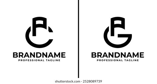Letras PC y PG Monogram Logo, adecuado para cualquier negocio con PC, CP, PG o GP iniciales