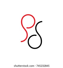 letters pd line art logo vector