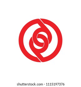 letters pd linked circle design logo vector