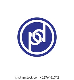 letters pd linked circle logo vector
