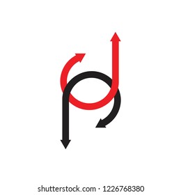 letters pd linked lines arrows logo 
