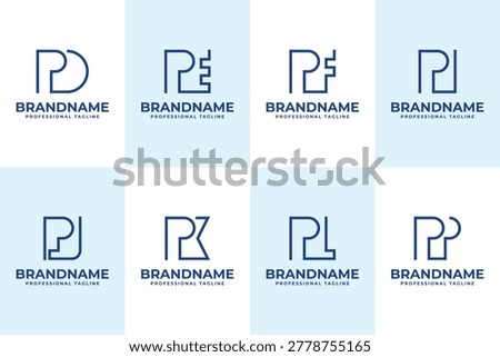 Letters PD PE PF PI PJ PK PL PP Monogram Logo Set
