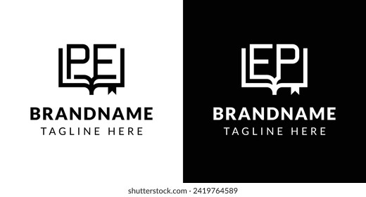 Letters PE and EP Book Logo, suitable for business related to book with PE or EP initials